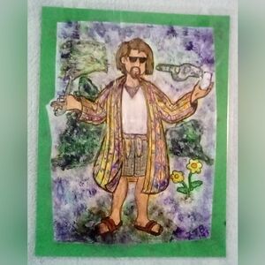 🎨Jeffrey Lebowski & The Amazing Technicolor Dreamcoat Watercolor Painting Art🖼